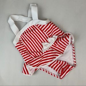 Baby Girl Red and White Striped One Piece Size 18M
